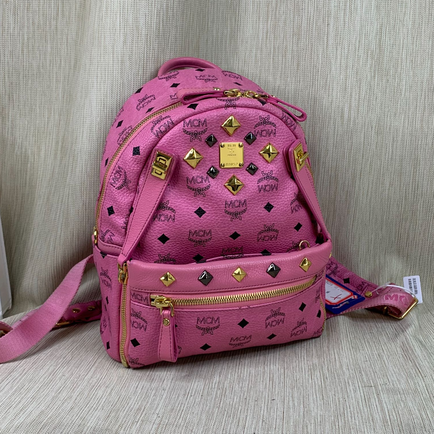 95新 MCM 粉色双肩包/SD10619014/9014