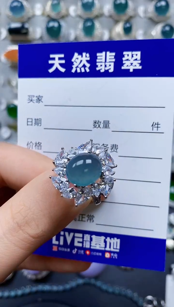【闪购商品】翡翠银S925镶嵌戒指0166
