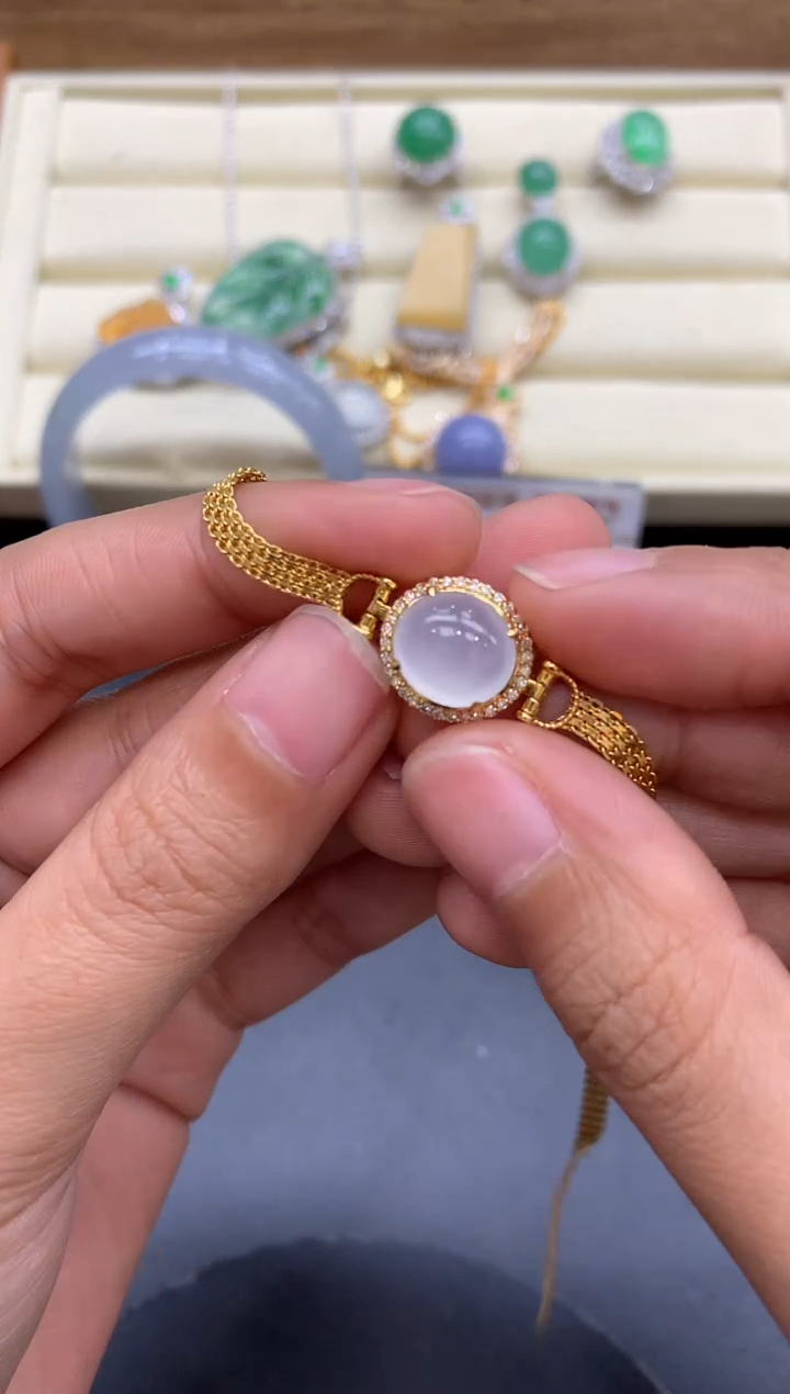 【闪购商品】翡翠手链18K金镶嵌609-中国好珍宝