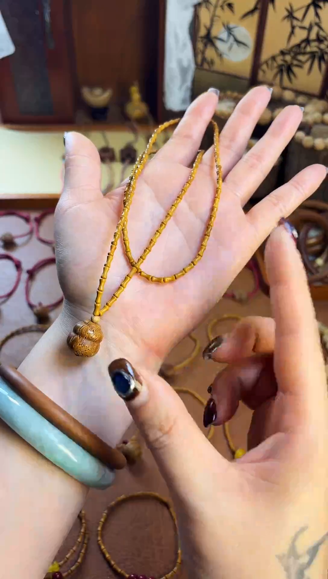 手串桃核古桃坊 108竹节桃核葫芦脖挂