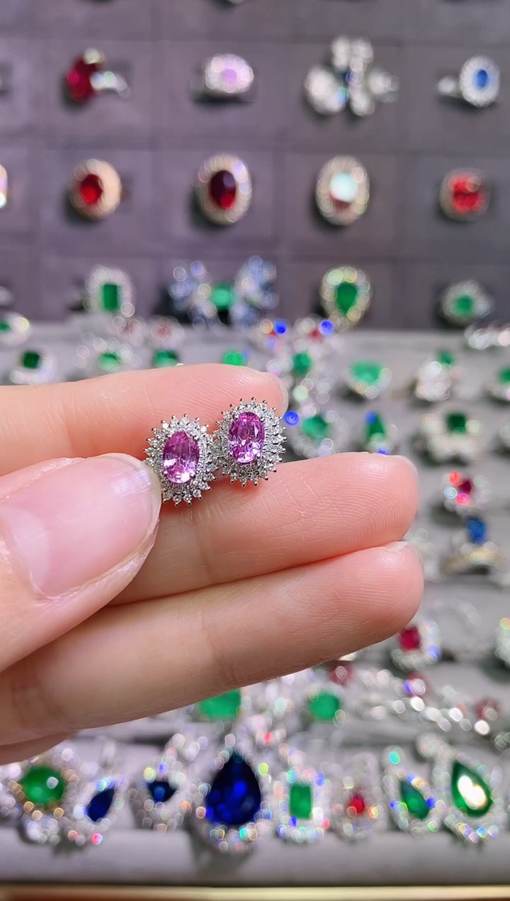 【闪购商品】彩色蓝宝石耳饰18K金镶嵌-----