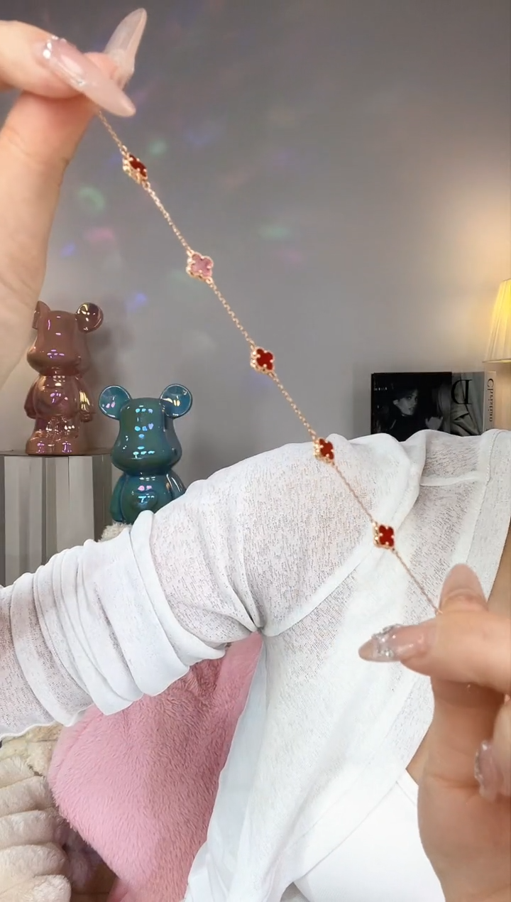 【闪购商品】玛瑙/玉髓手链18K金镶嵌红色手链