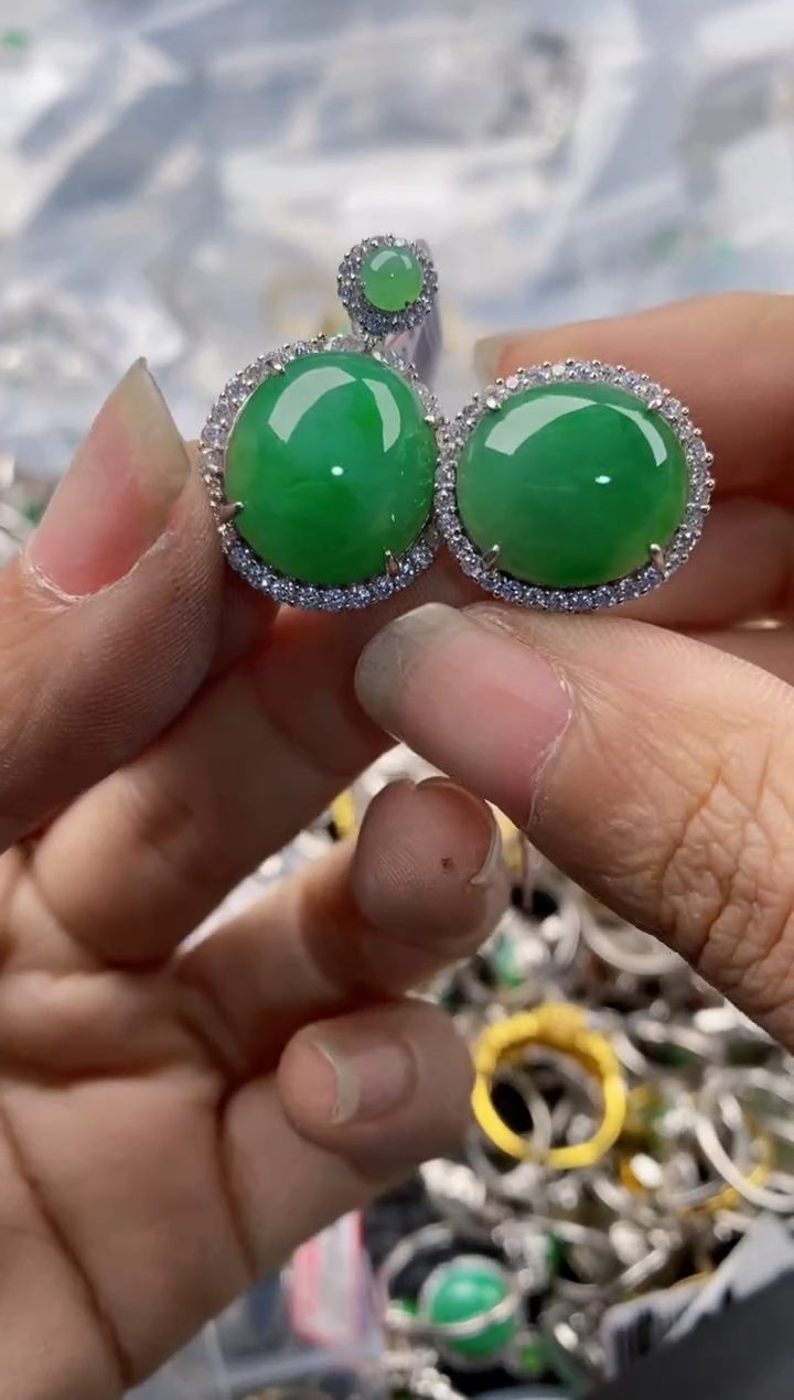 银S925镶嵌戒指翡翠1313---3