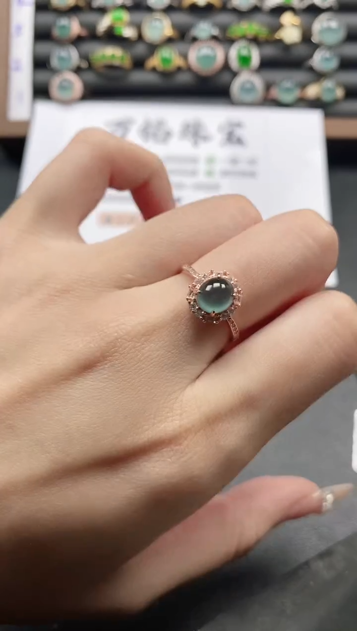 银S925镶嵌戒指翡翠51511