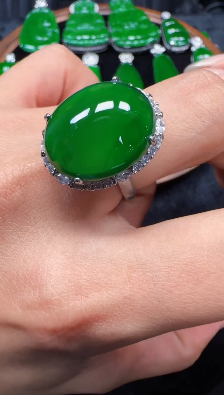 未镶嵌定制翡翠翡翠戒指96