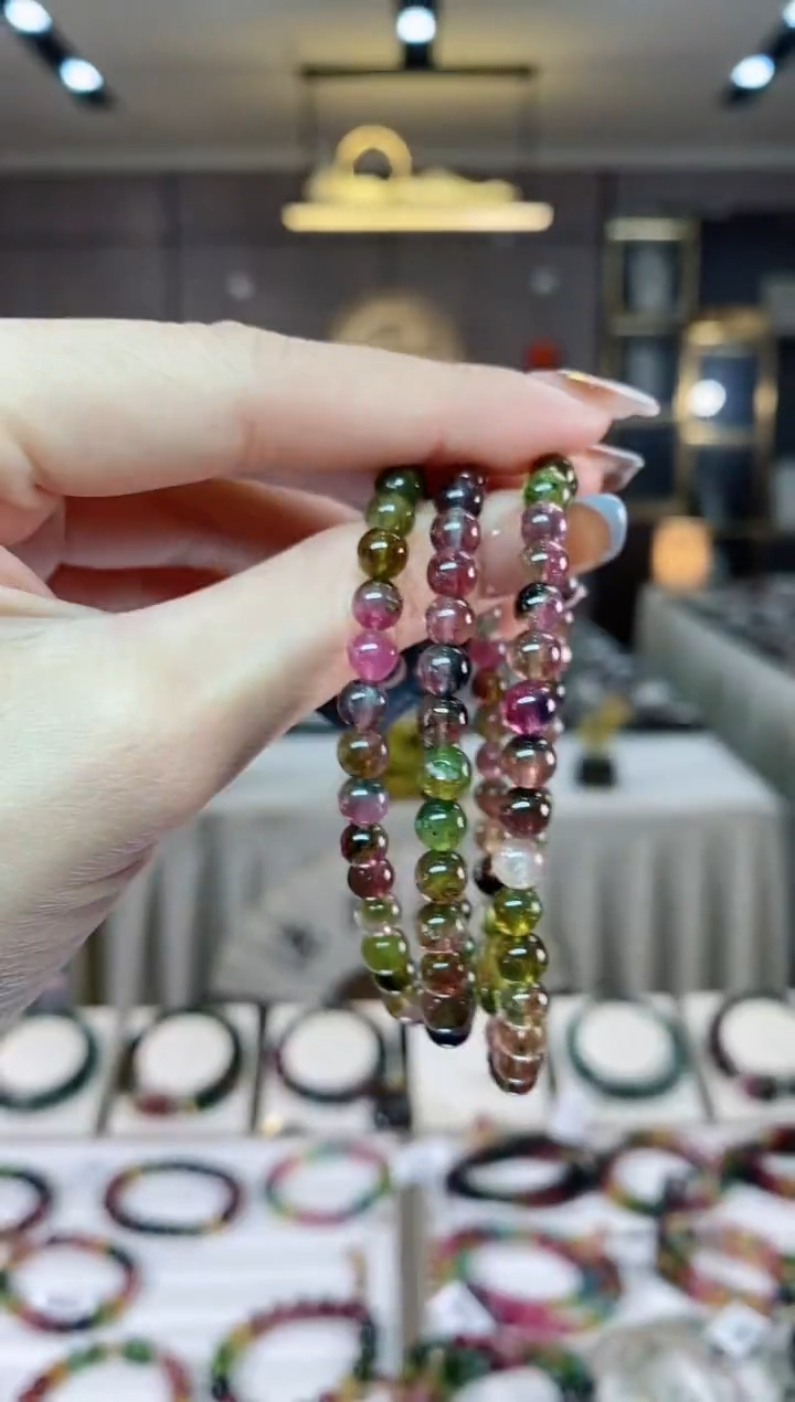 【闪购商品】碧玺西瓜三圈手串5mm+未镶嵌一物一证dan