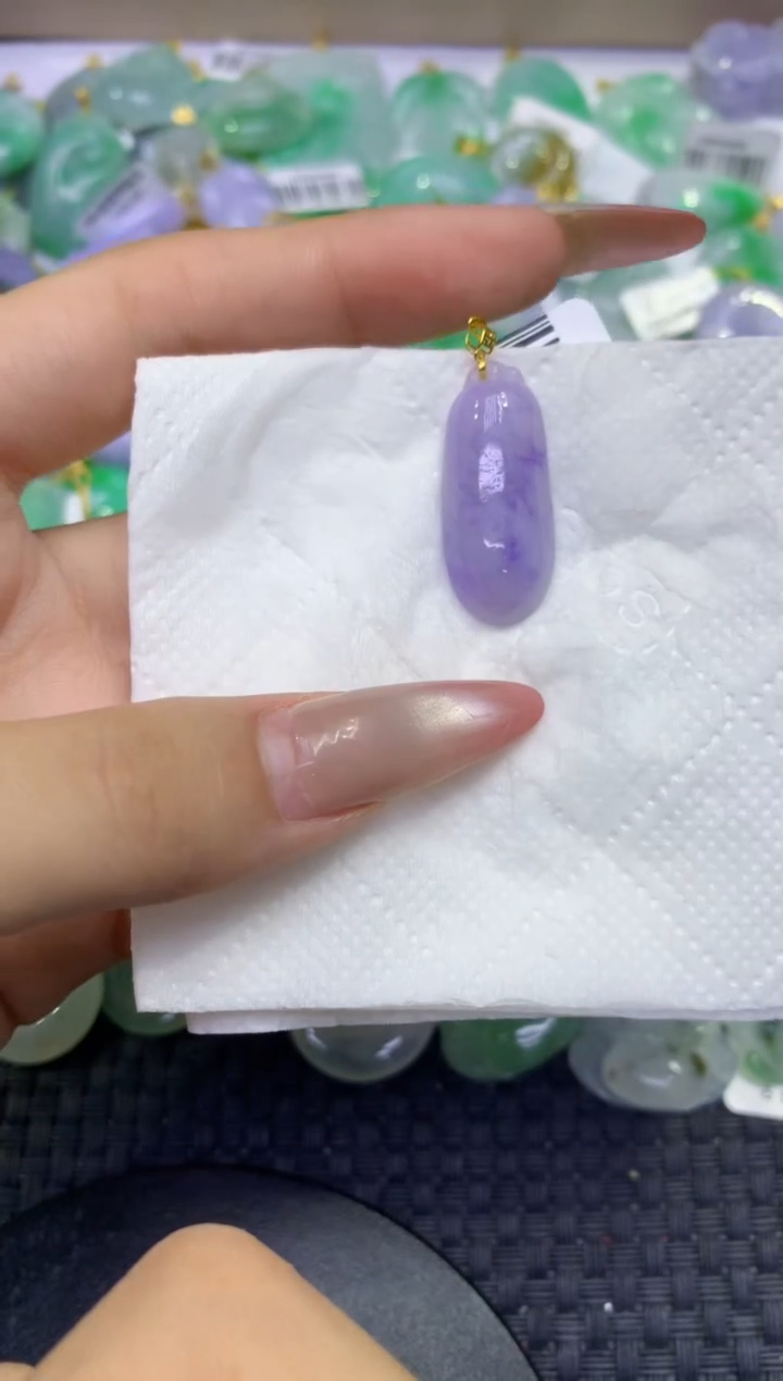 颈饰18K金镶嵌翡翠天然缅甸A货翡翠