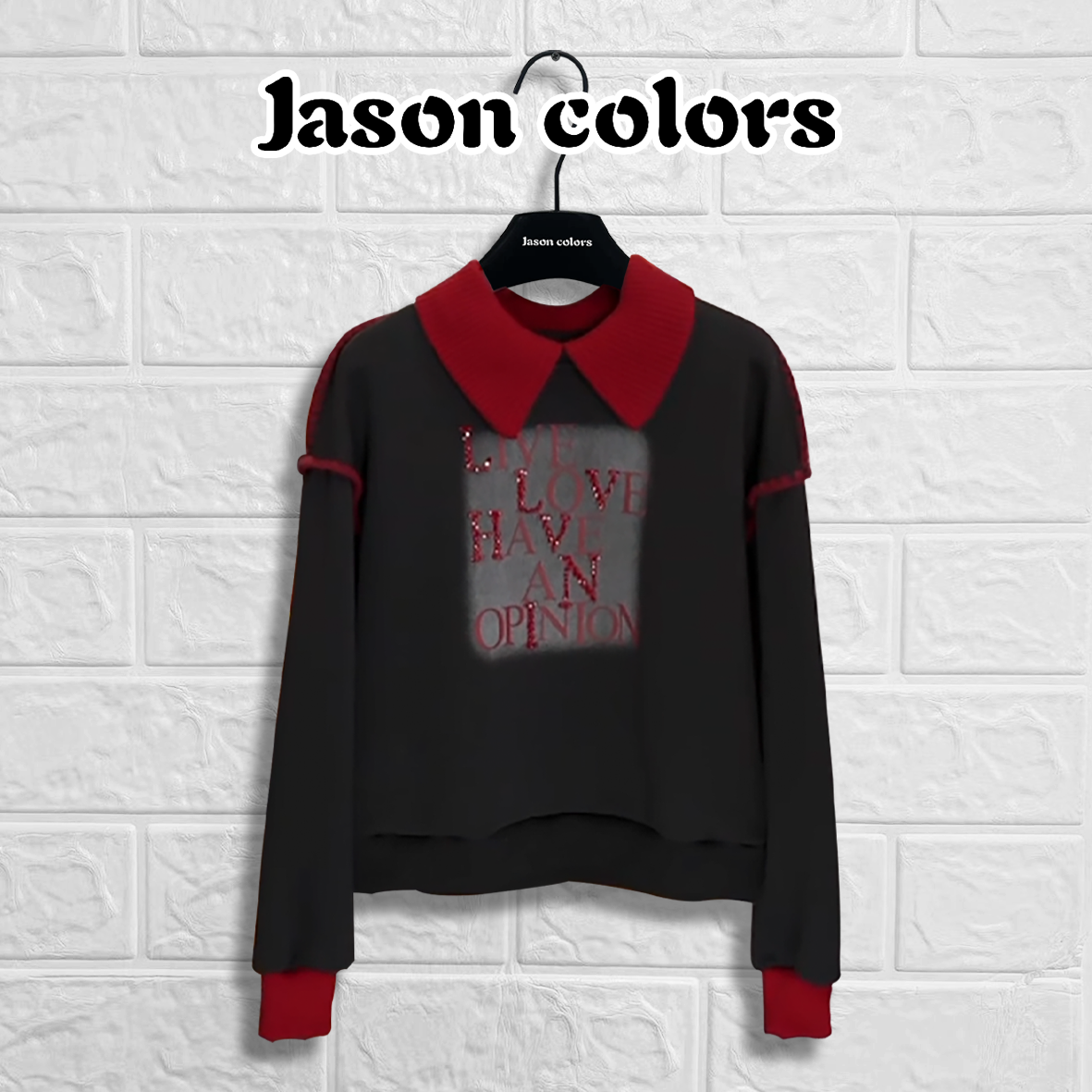 【Jason colors】加厚翻领上衣韩版时尚休闲百搭气质显瘦设计感卫衣