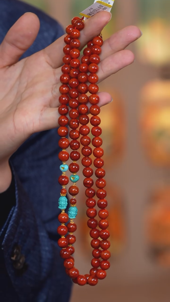 【闪购商品】南红玛瑙项链18K金镶嵌金沙江项链 多样性发其一