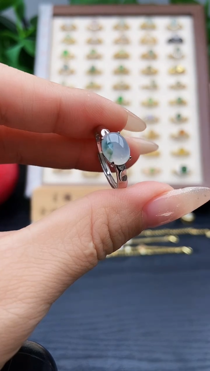 银S925镶嵌戒指翡翠12