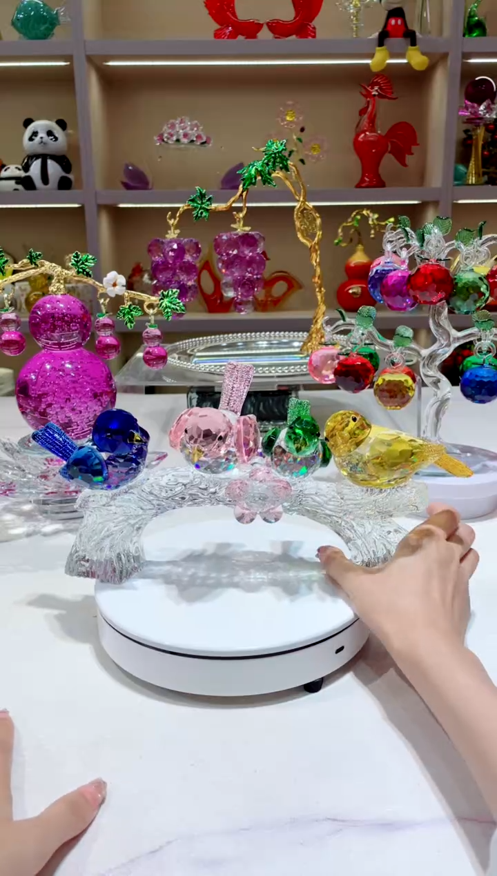 手工艺品琉璃四只喜鹊摆件