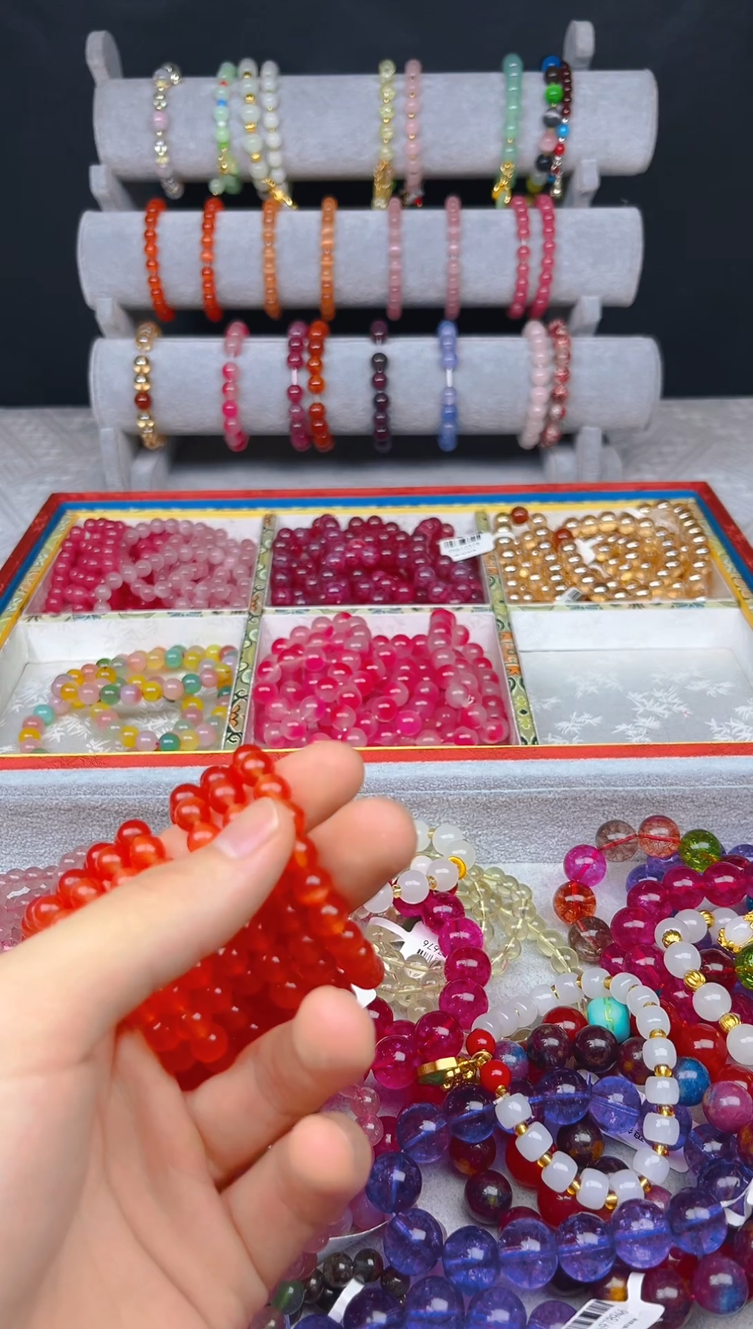 玛瑙/玉髓手链未镶嵌红彤彤 珠宝首饰手串