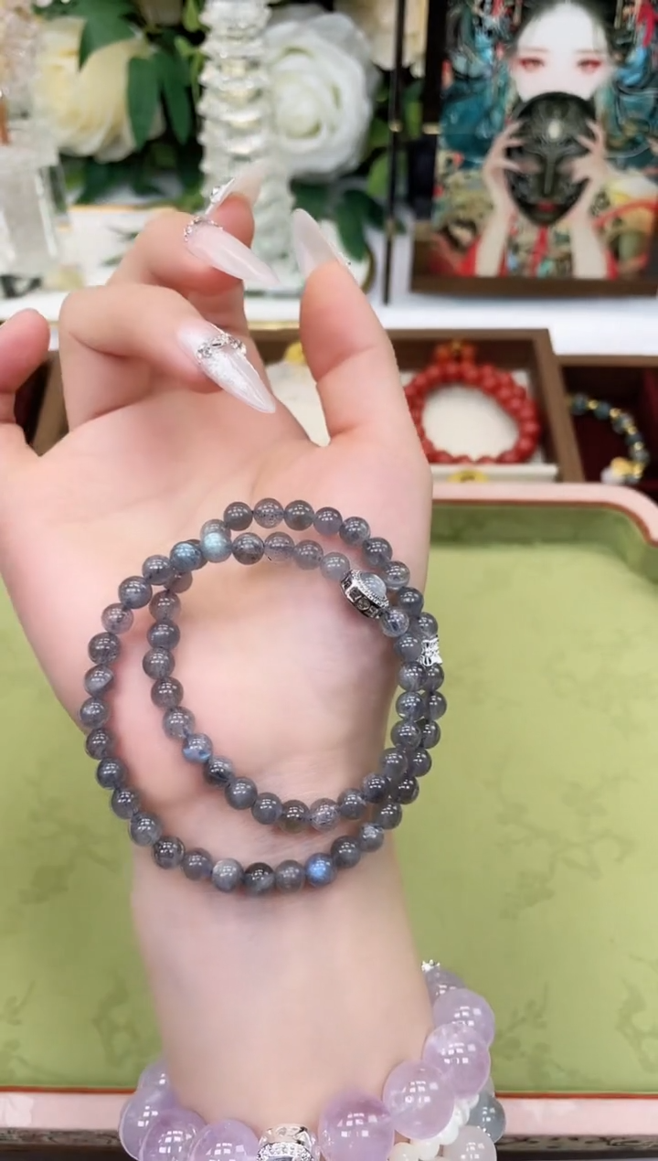 【闪购商品】水晶手链未镶嵌灰月光双圈宝盒