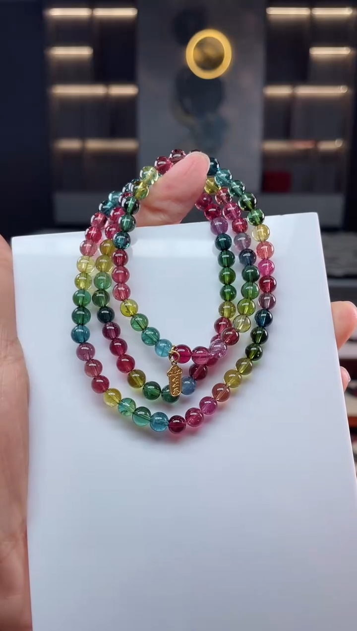 未镶嵌老矿碧玺三圈手串5mm+碧玺（多样性发一条）Q