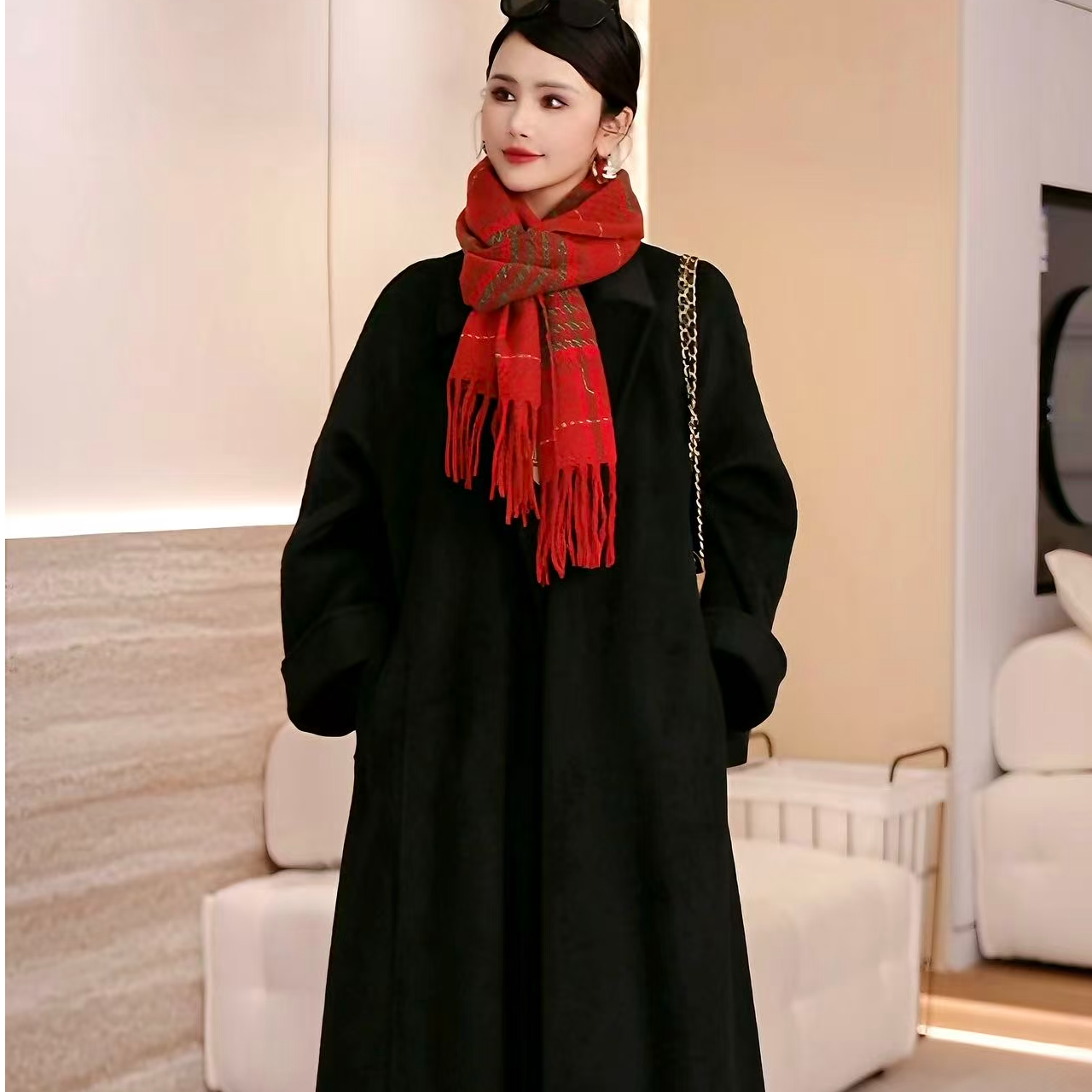 【晓】秋冬呢子双面棉羊毛大衣中长款气质慵懒设计师外套羊毛大衣