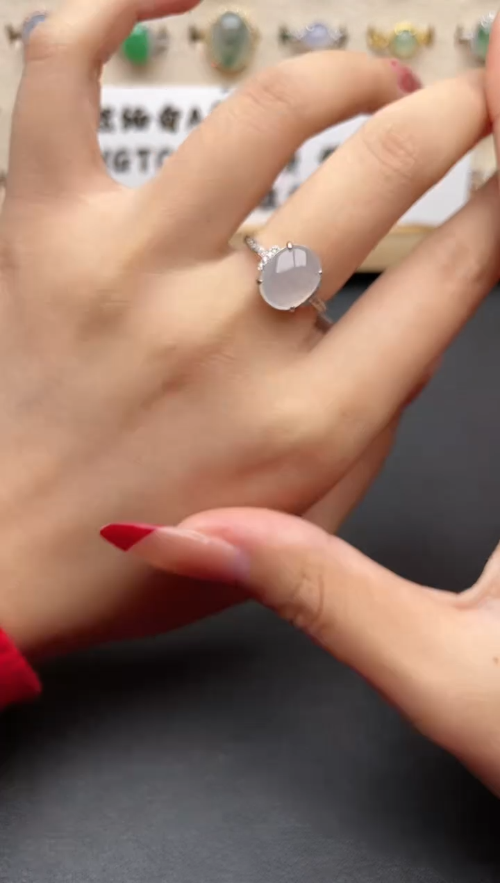 【闪购商品】翡翠戒指银S925镶嵌一物一证一礼盒