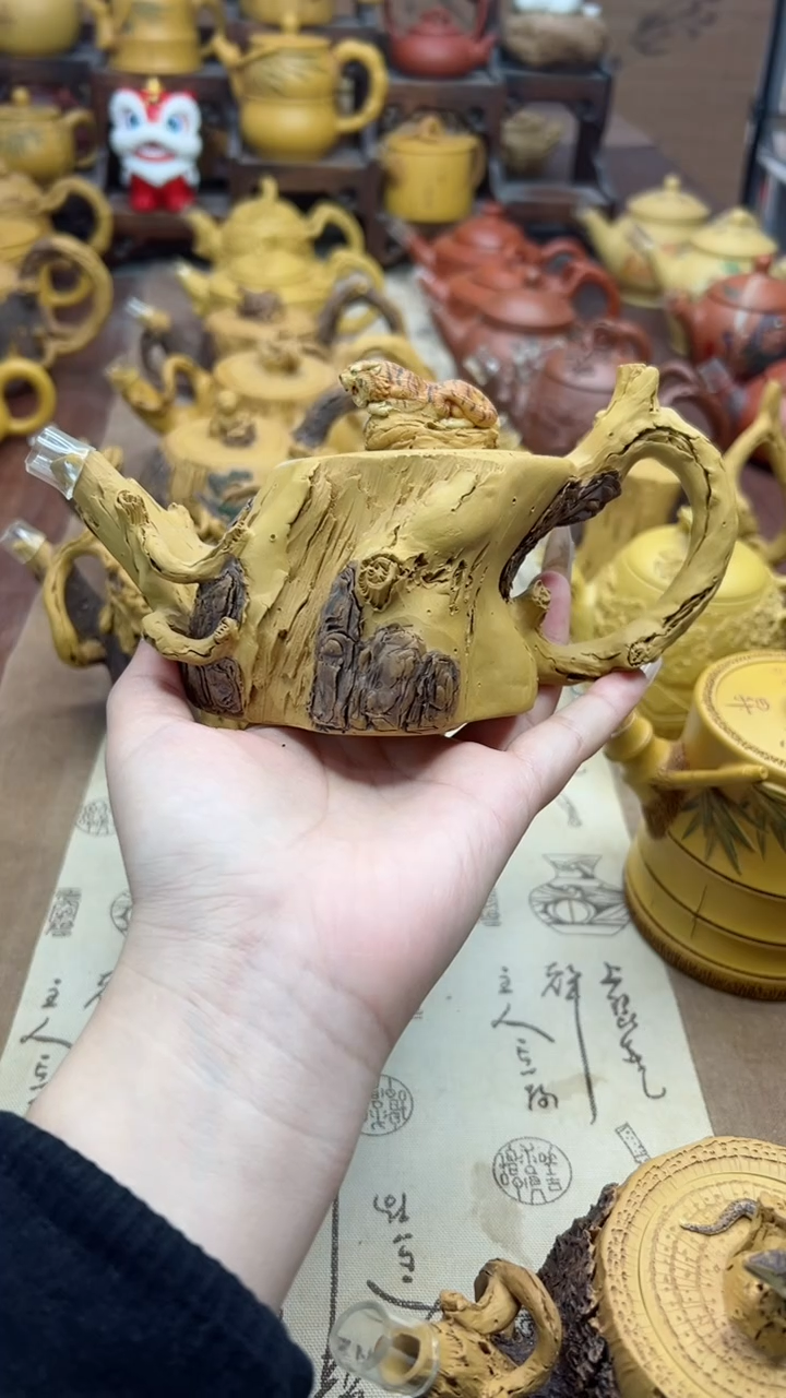 【闪购商品】紫砂茶壶浮雕树桩紫砂茶壶
