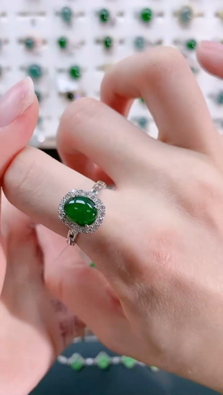 【闪购商品】翡翠戒指银S925镶嵌天然翡翠