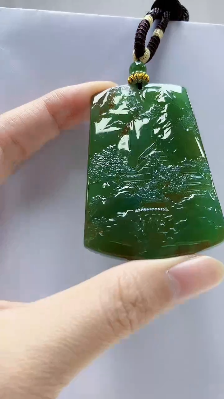 未镶嵌定制翡翠4898zm-毛货挂件114山水