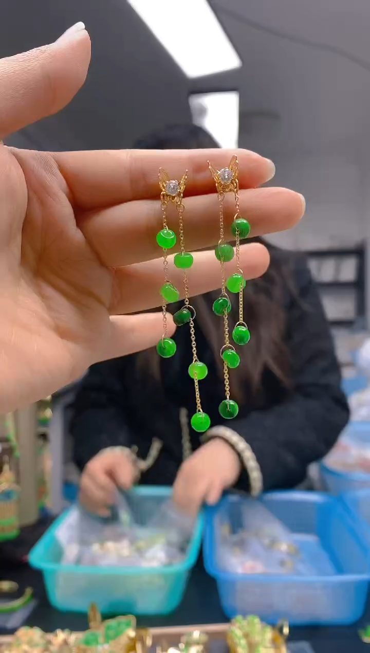 【闪购商品】翡翠耳饰合金0618翡翠耳钉