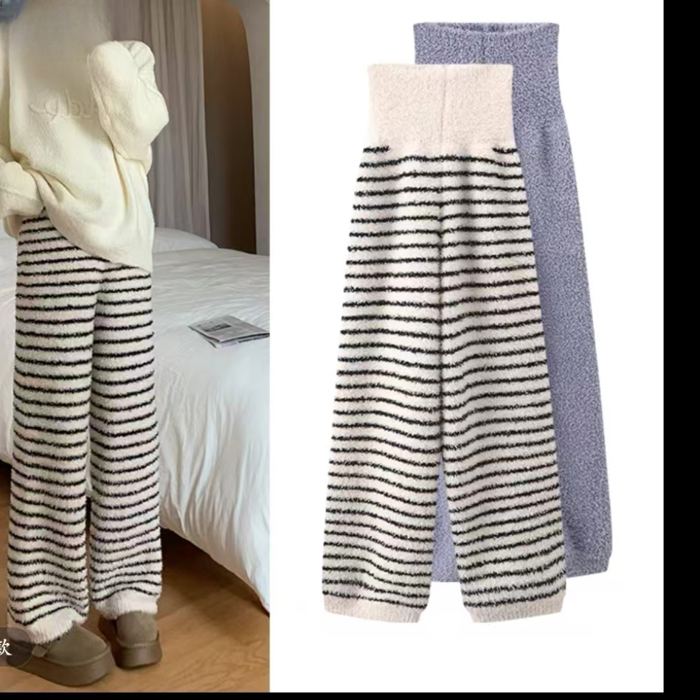 暖宫裤加厚秋冬半边绒家居服高腰护肚托腹长裤可外穿