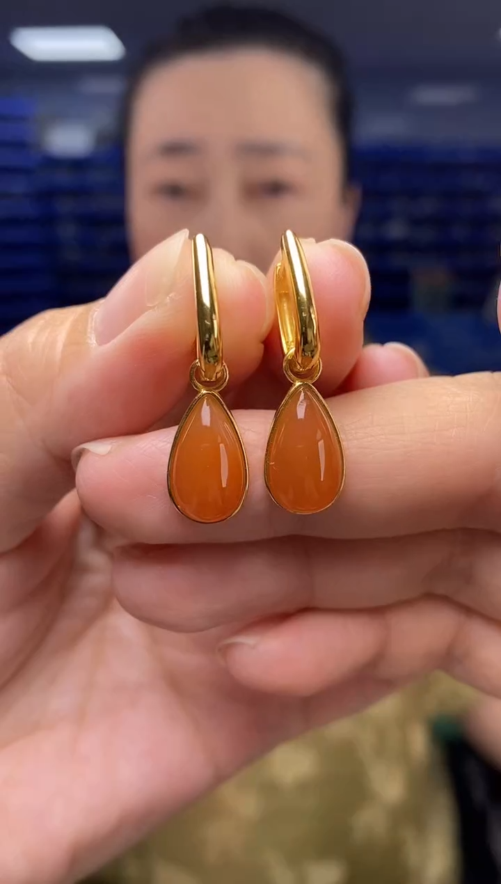 银S925镶嵌耳饰玛瑙/玉髓EZ4949