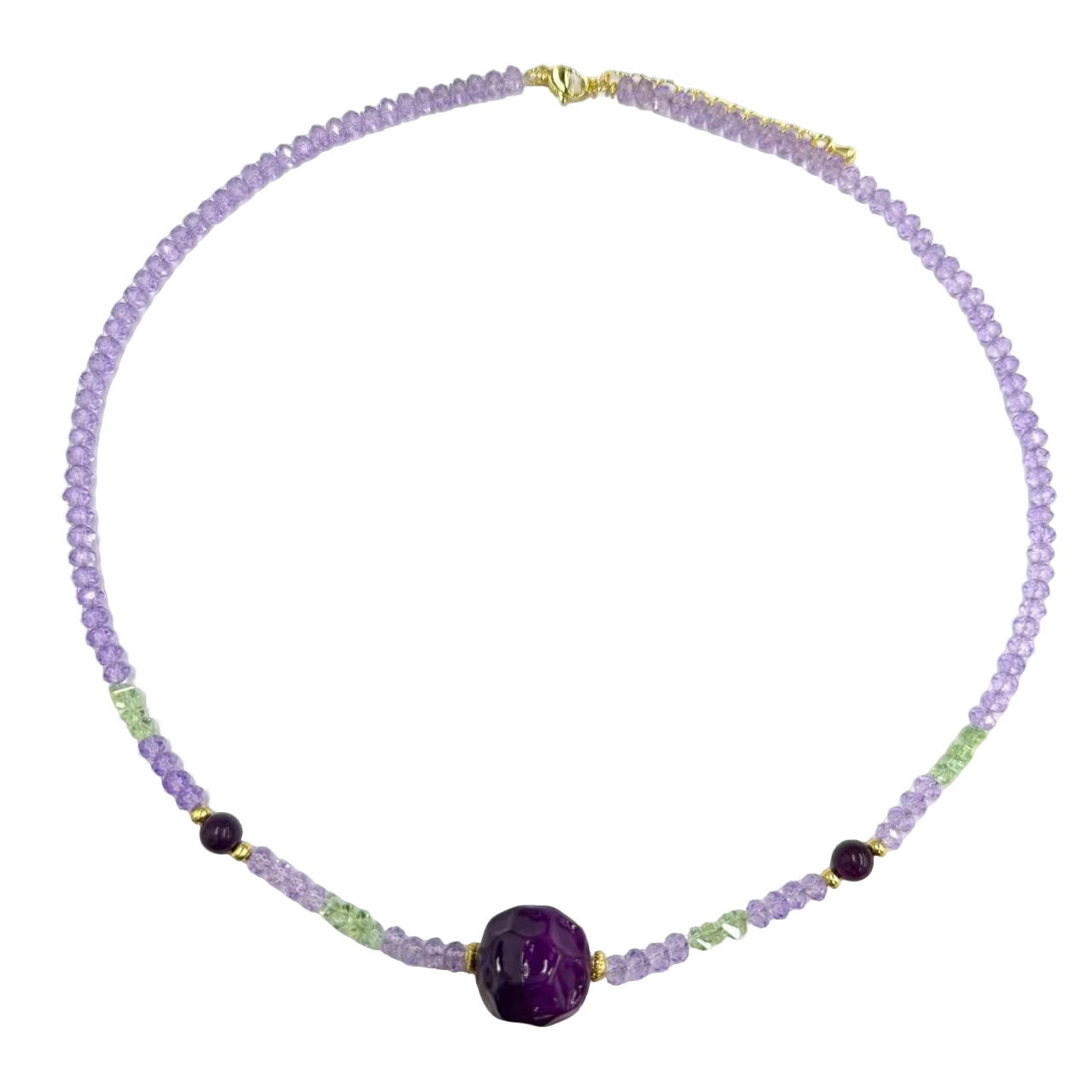 【符老板】x781-国风设计款紫水晶DIY圆珠锁骨链-赠礼盒