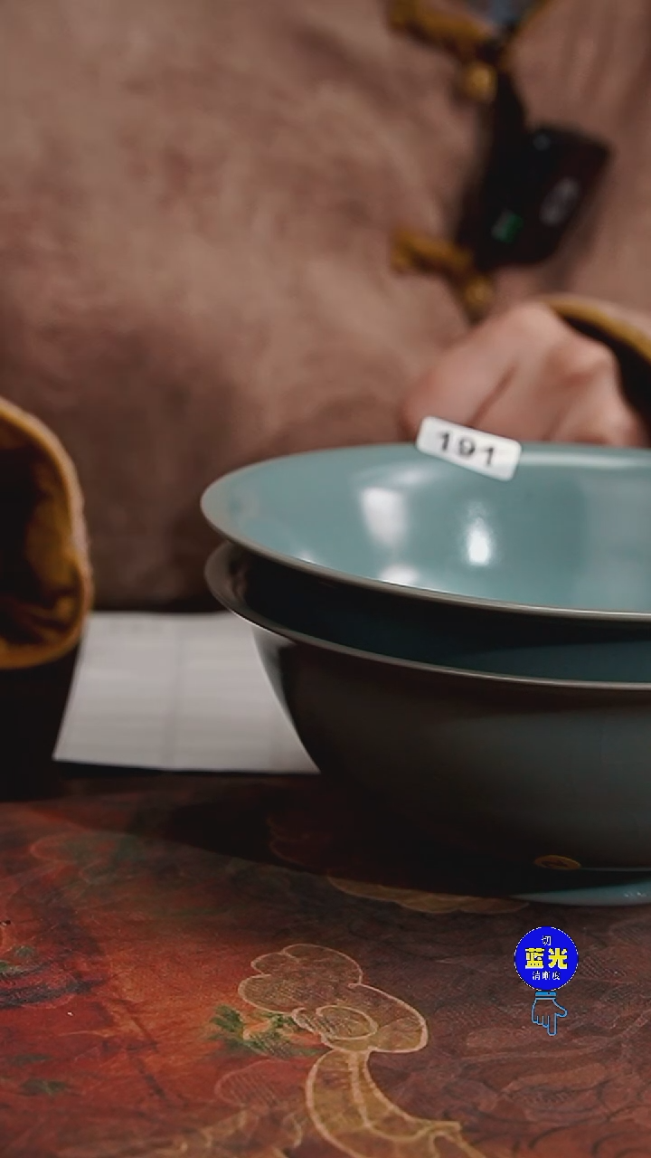摆件瓷快**喝瑕品清凉寺原矿釉汝窑碗一对191