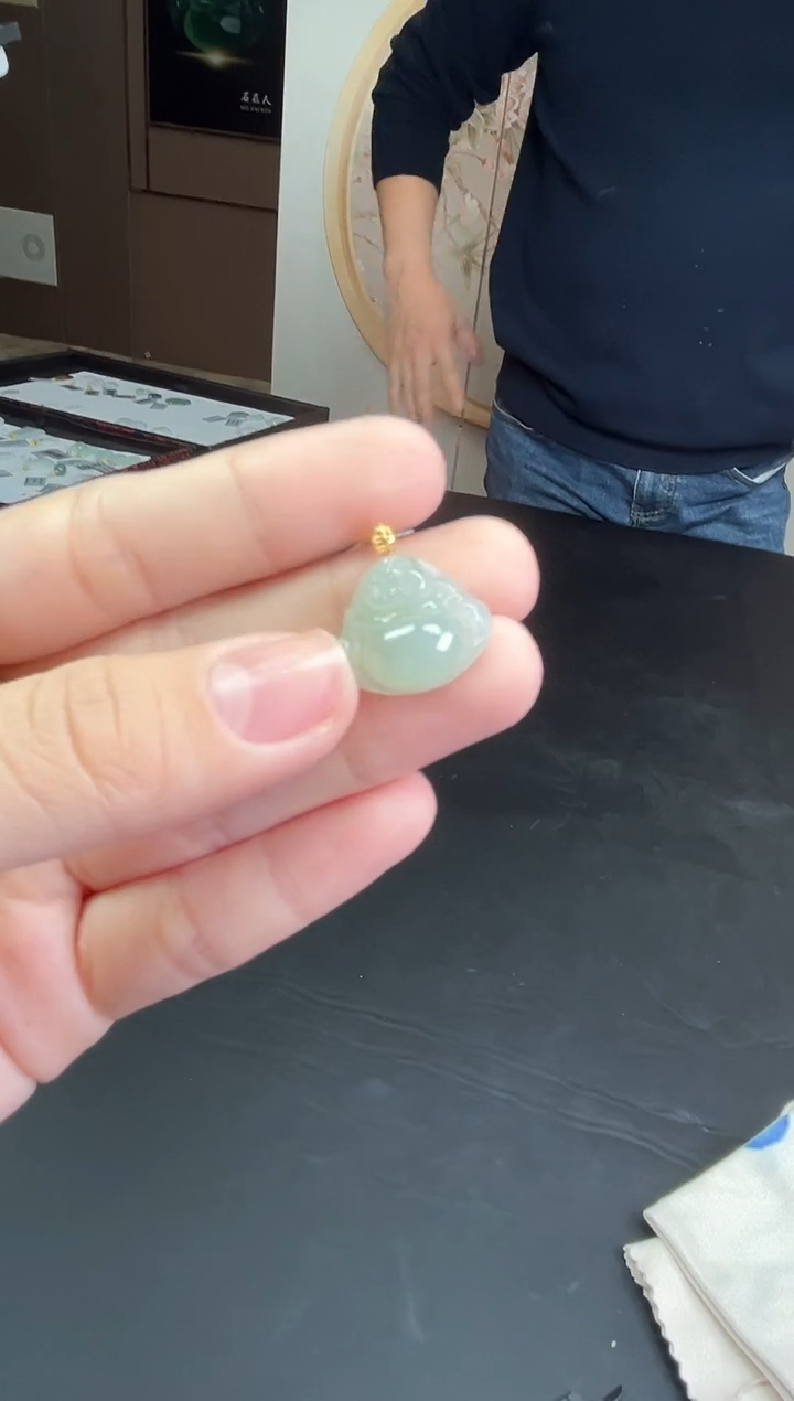 【闪购商品】翡翠吊坠(不含链)18K金镶嵌佛公@CMT