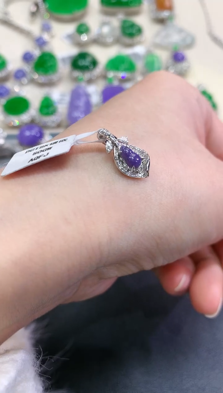 【闪购商品】翡翠颈饰18K金镶嵌D1   紫货有色差