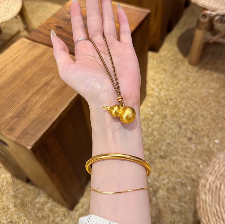 铜合金项链 新中式国潮葫芦吊坠项链女长款轻奢毛衣链百搭