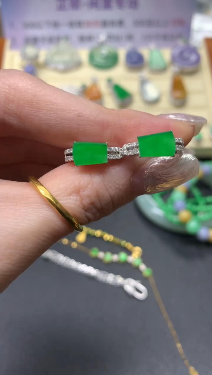 【闪购商品】翡翠耳饰18K金镶嵌耳饰|12800+1280