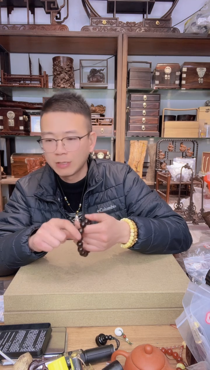 【闪购商品】乌木类书架327可可牛1.4圆珠单圈手串