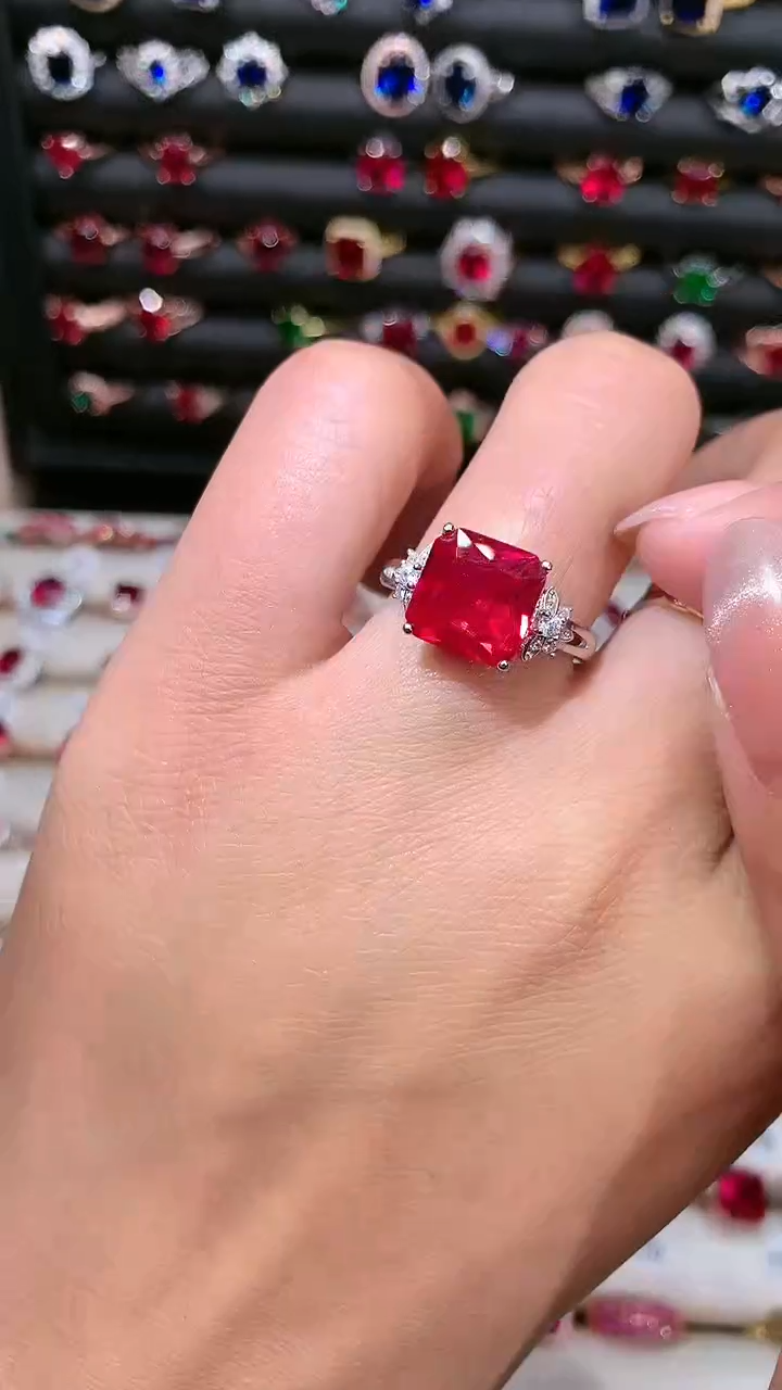 【闪购商品】红宝石戒指银S925镶嵌10