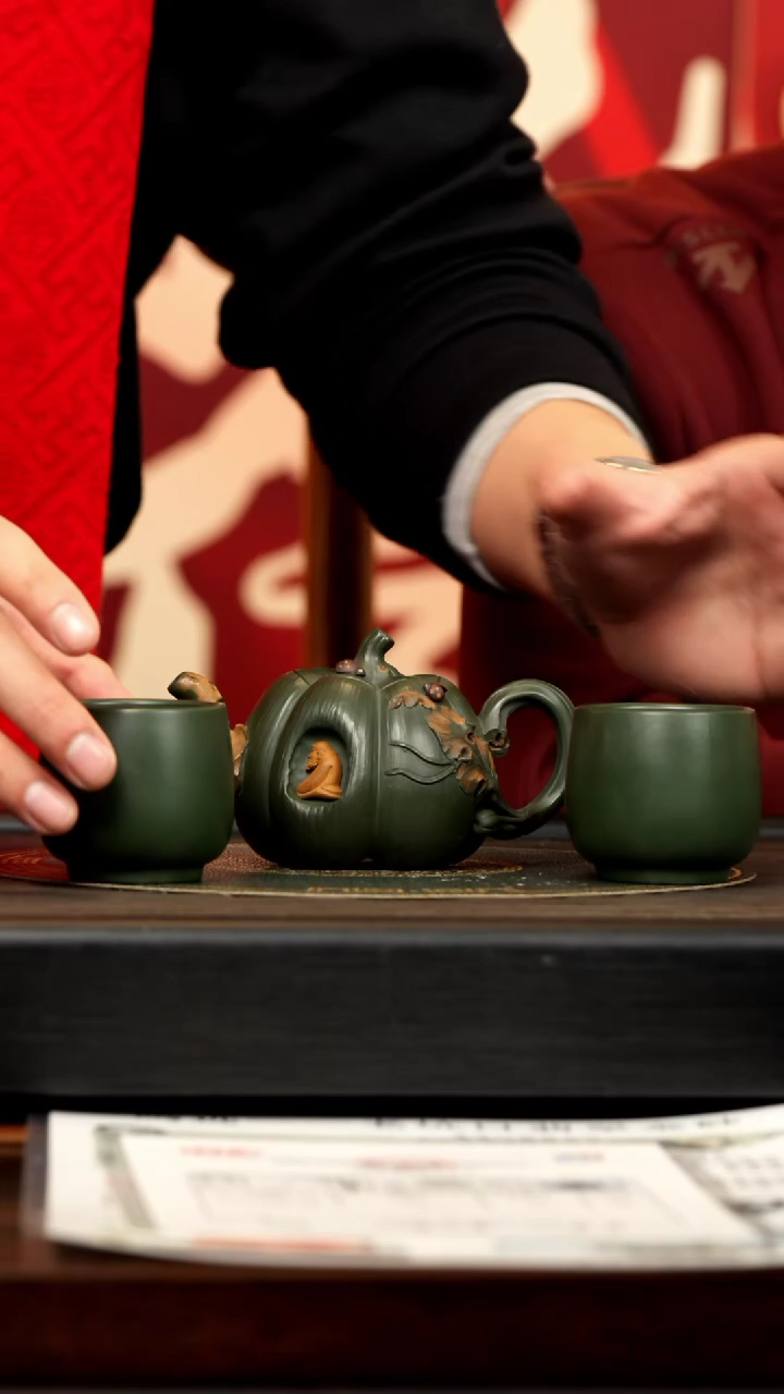 【闪购商品】紫砂茶壶CYL 绿泥 南瓜 170cc