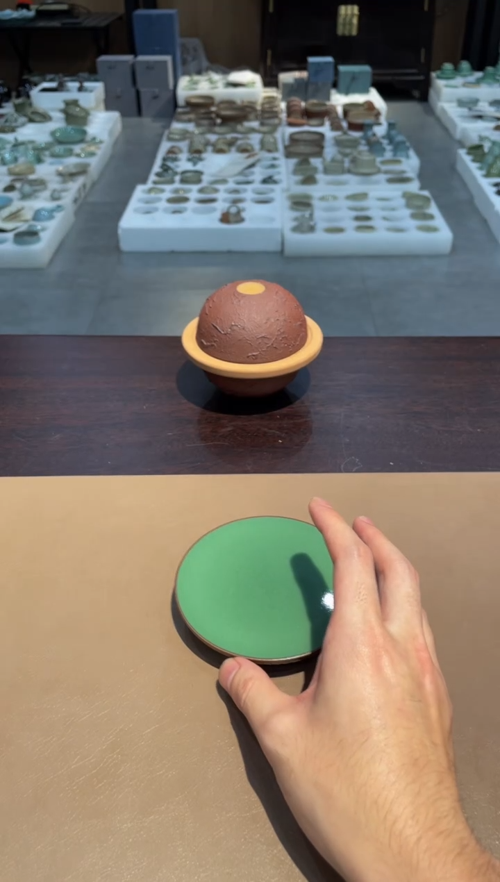 18窑承龙泉青瓷老梅青杯垫