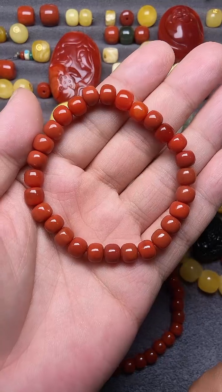 未镶嵌南红玛瑙珠宝奇石8mm