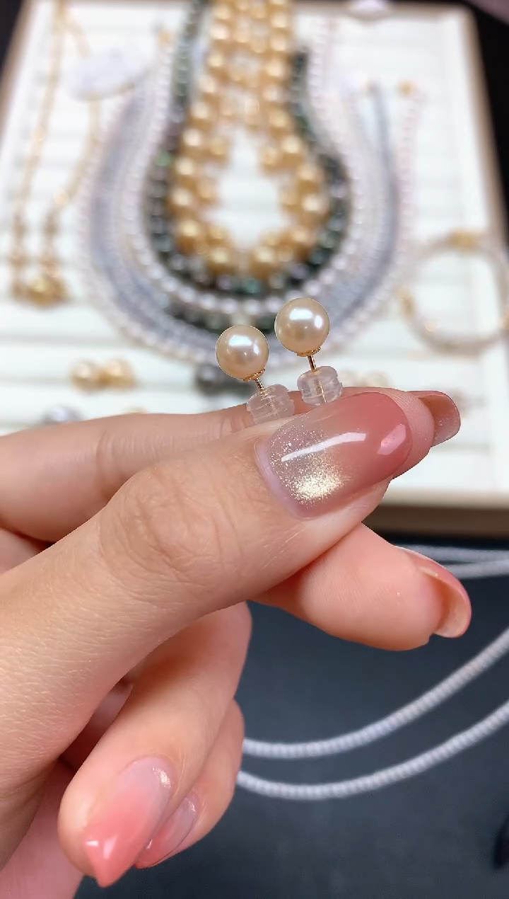 18K金镶嵌海水珍珠耳饰耳饰A390|480