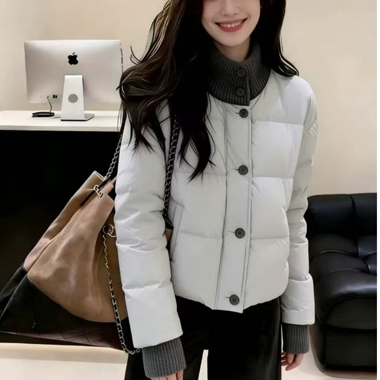 【傲傲精选】立领针织袖口短款羽绒服