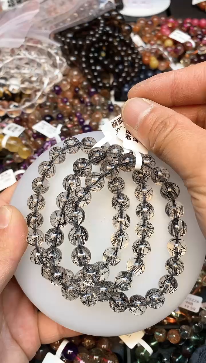 【闪购商品】水晶手串未镶嵌98 黑发 9mm+ 多样性发其一