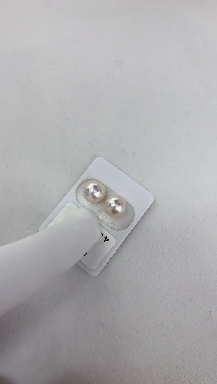 【闪购商品】海水珍珠耳饰18K金镶嵌8.5-9素钉