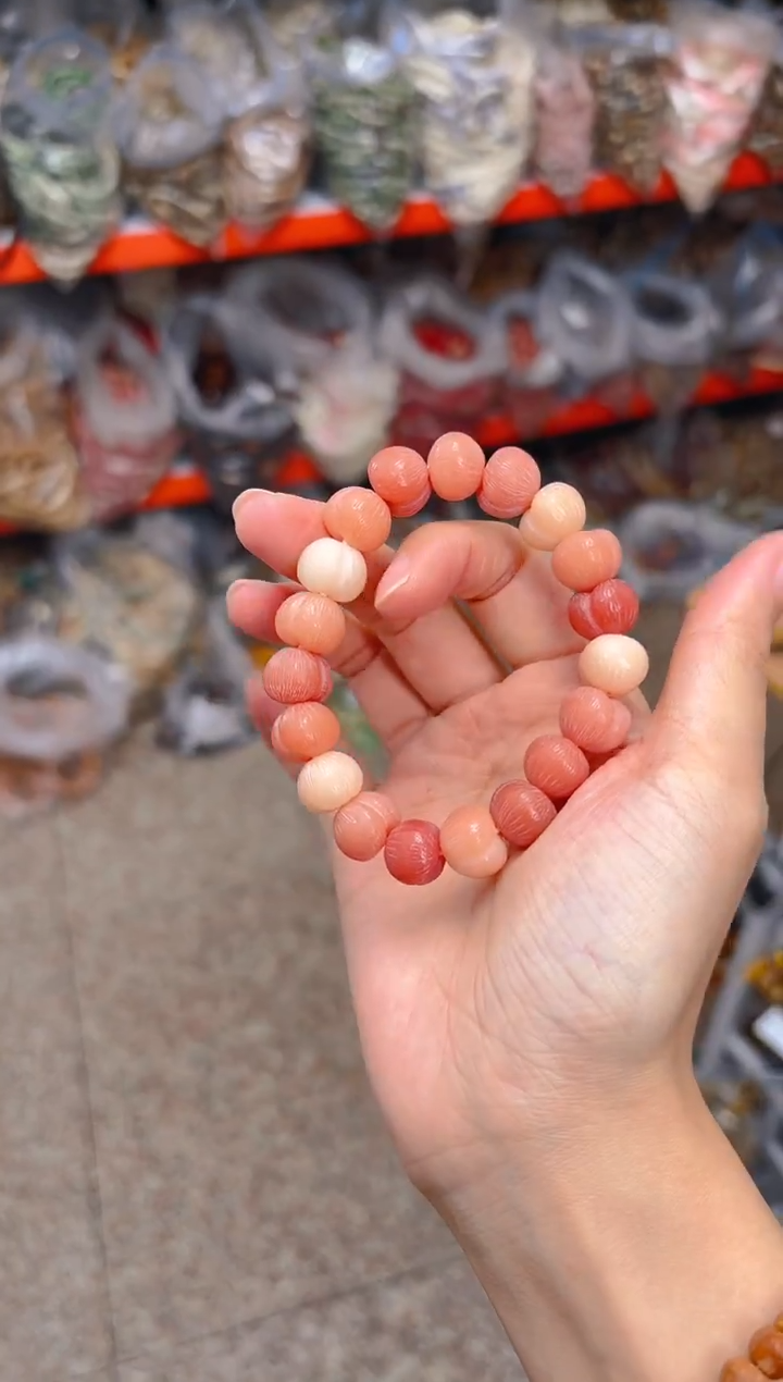 吊坠菩提根/象牙果粉色屁桃单圈