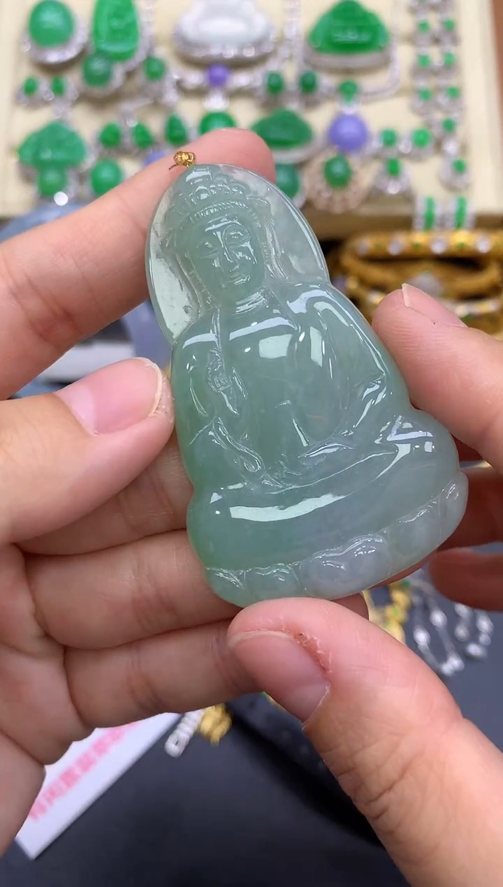 颈饰18K金镶嵌翡翠69-中国好珍宝