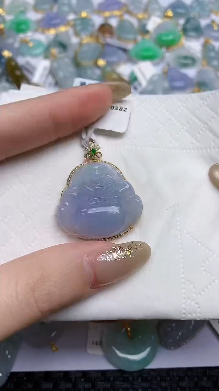 【闪购商品】翡翠颈饰18K金镶嵌天然A货翡翠 