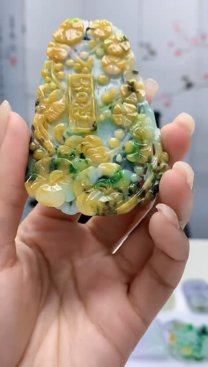 【闪购商品】定制翡翠未镶嵌4925lr-毛货挂件14