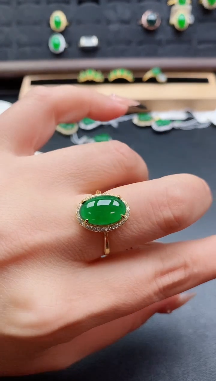 银S925镶嵌戒指翡翠1