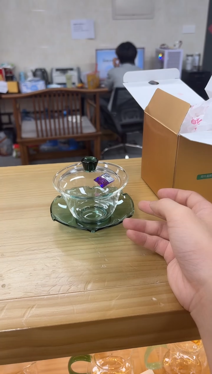 禾器-荷叶盖碗-墨绿色