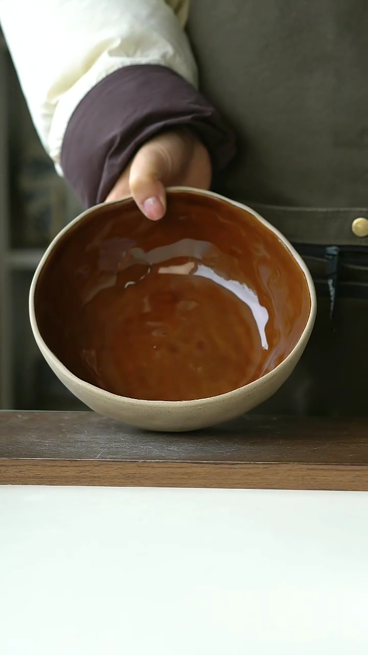 【闪购商品】陶瓷出西班牙焦糖深盘18.5cm@4-2@