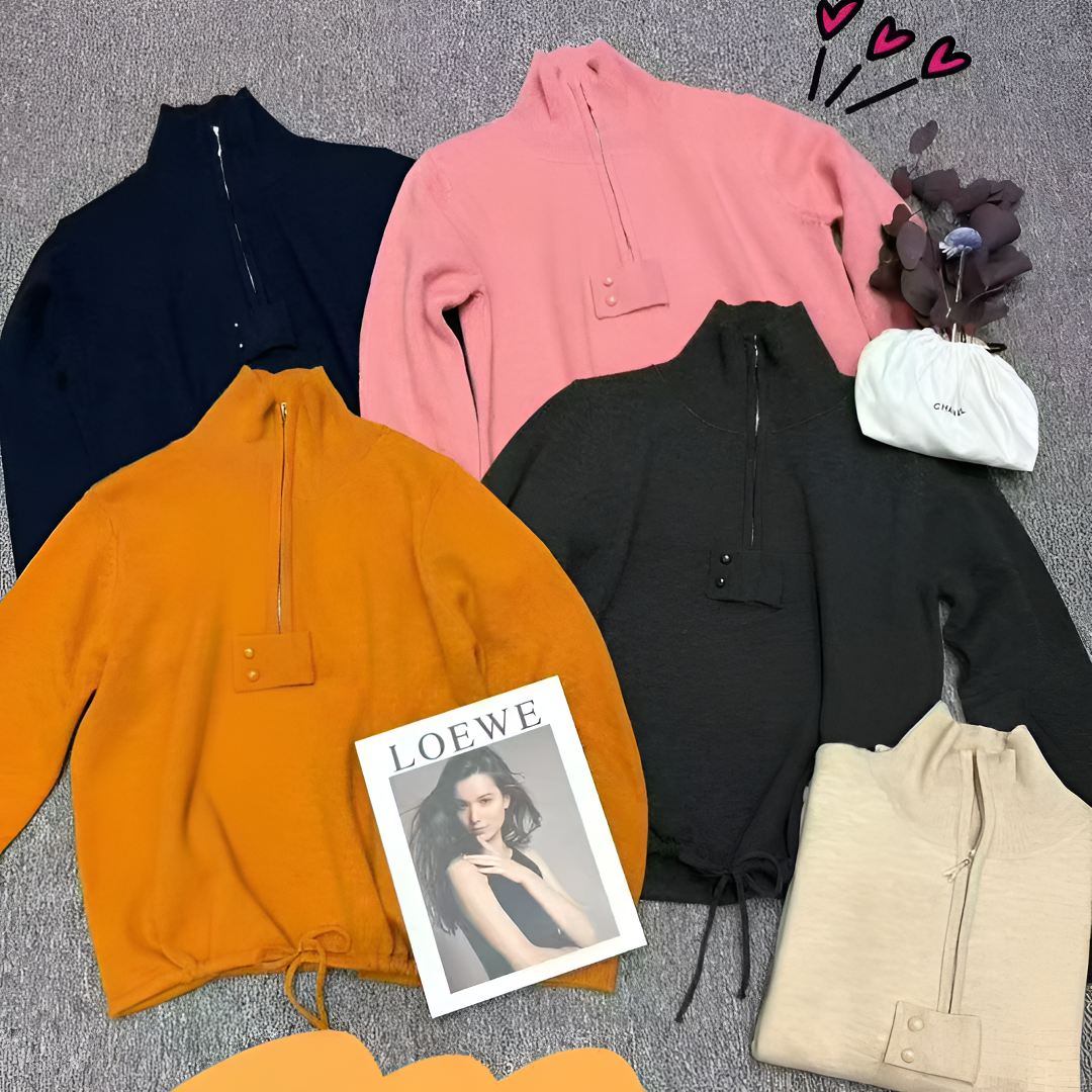 【0174 毛衣】保暖女半拉链针织毛针织衫