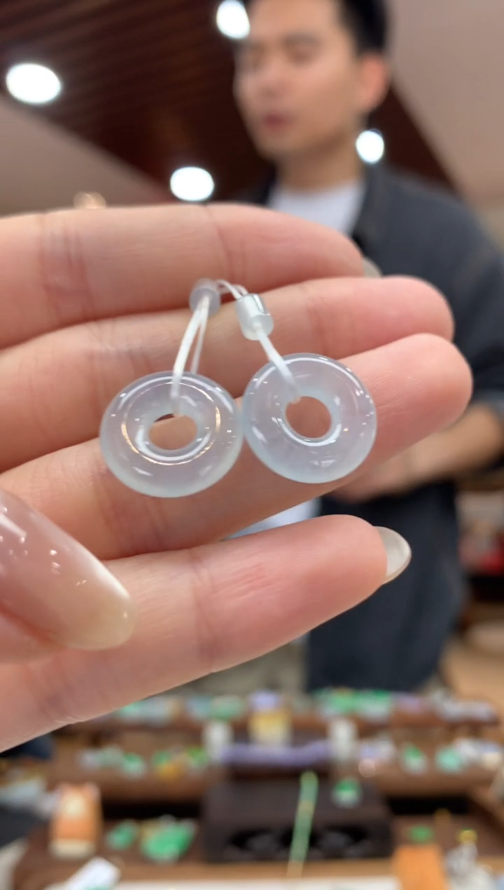 翡翠未镶嵌耳饰甜甜圈